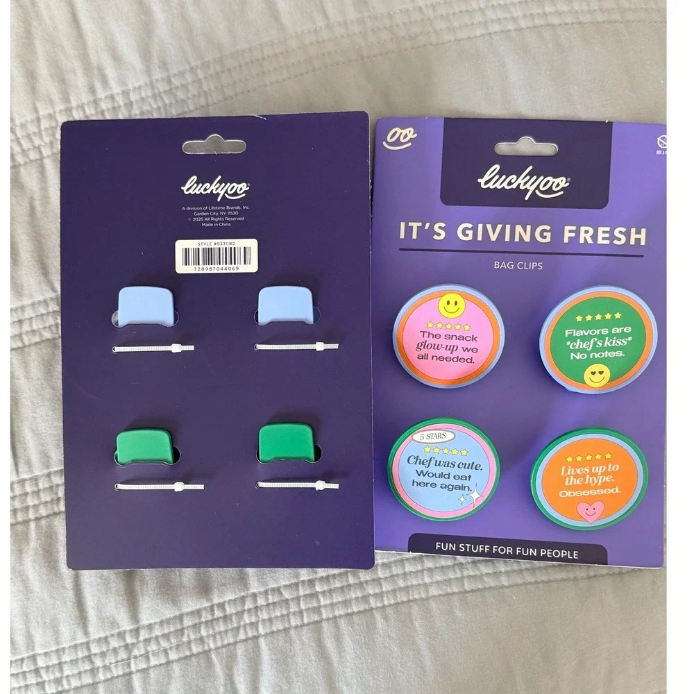 Luckyoo Its Giving Fresh Bag Clips‎ 2 Pack Set 4 Count Each Multicolored 5331180